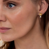 Firkløver perleøreringe, forgyldt