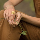 Firkløver Statement ring forgyldt