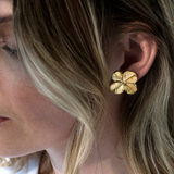 Firkløver Statement Øreclips, forgyldt