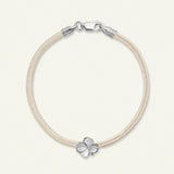 Firkløver silkearmbånd champagne, sølv