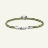 Firkløver silkearmbånd oliven, sølv