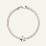 Firkløver silkearmbånd rosa, sølv