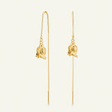 Rose ørehængere med kæde, forgyldt