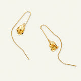 Rose ørehængere med kæde, forgyldt