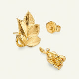 Rosenblad øreringe med aftagelige roser og diamanter, forgyldt