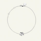 Firkløver armbånd sølv, justerbar længde