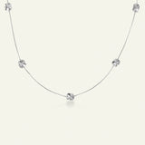 Firkløver halskæde med fem kløvere, sølv