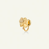 Firkløver ear cuff pavé forgyldt
