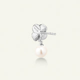 Firkløver perleøreringe, sølv