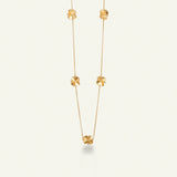 Firkløver halskæde med fem forgyldte kløvere, forgyldt