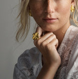 Firkløver Statement ring forgyldt