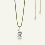 Rose med diamant på silkehalskæde, sølv