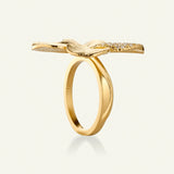 Firkløver Statement ring pavé forgyldt