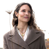 Firkløver med silkehalskæde, forgyldt