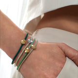 Firkløver silkearmbånd mørkegrøn, guld