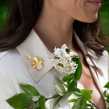 Firkløver pin pavé forgyldt