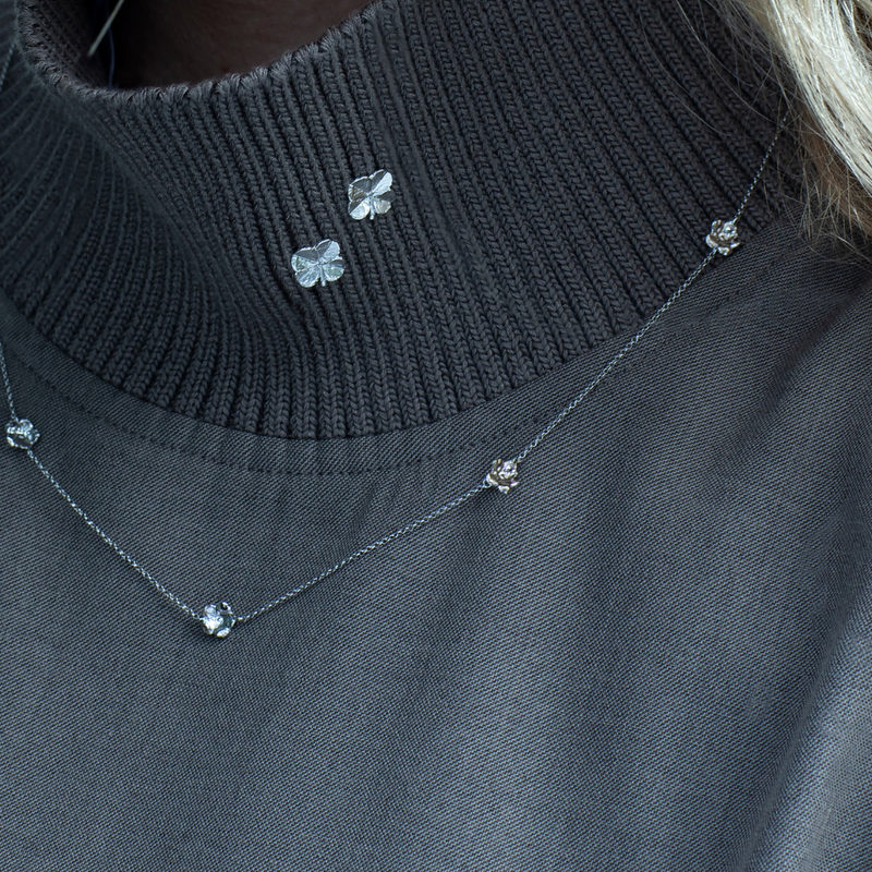 Forglemmigej halskæde sølv med justerbar kæde