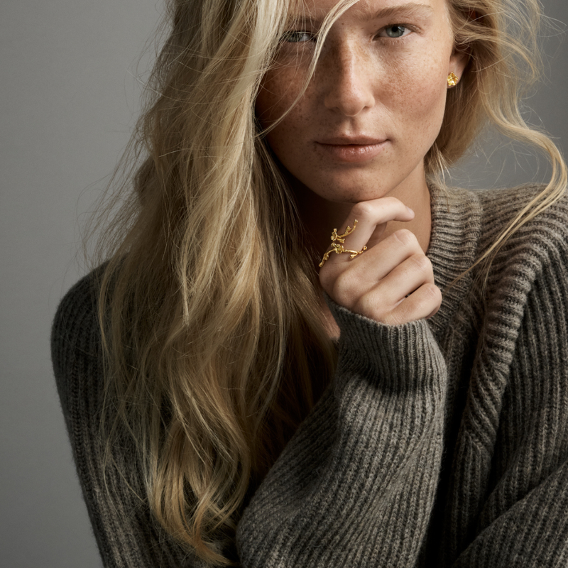 Forglemmigej Statement ring forgyldt