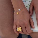 Firkløver armbånd forgyldt, justerbar længde