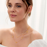 Firkløver halskæde med fem forgyldte kløvere, forgyldt