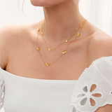 Firkløver halskæde med fem forgyldte kløvere, forgyldt