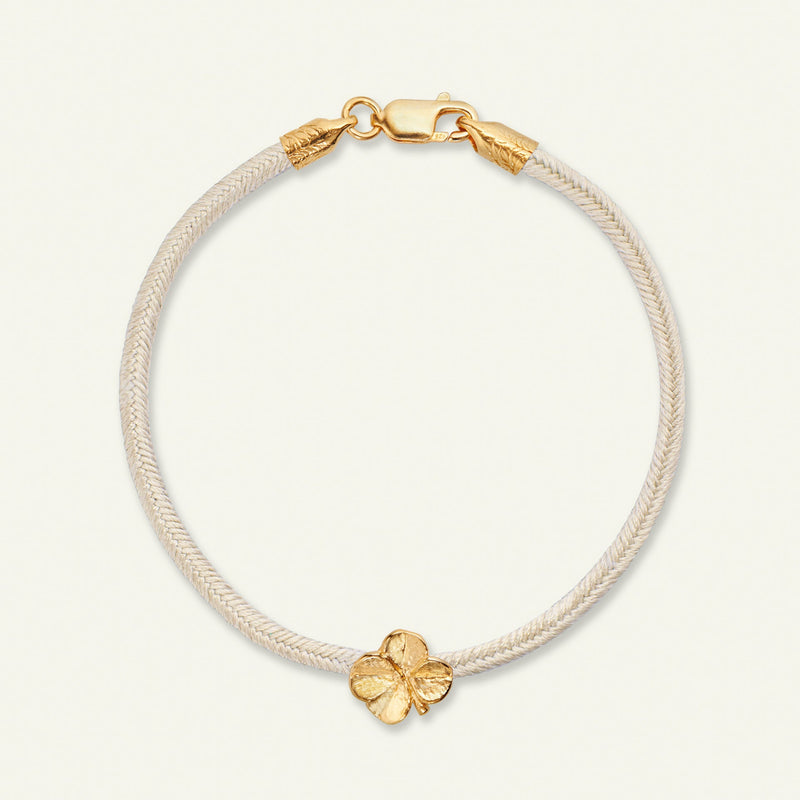 Firkløver silkearmbånd champagne, guld