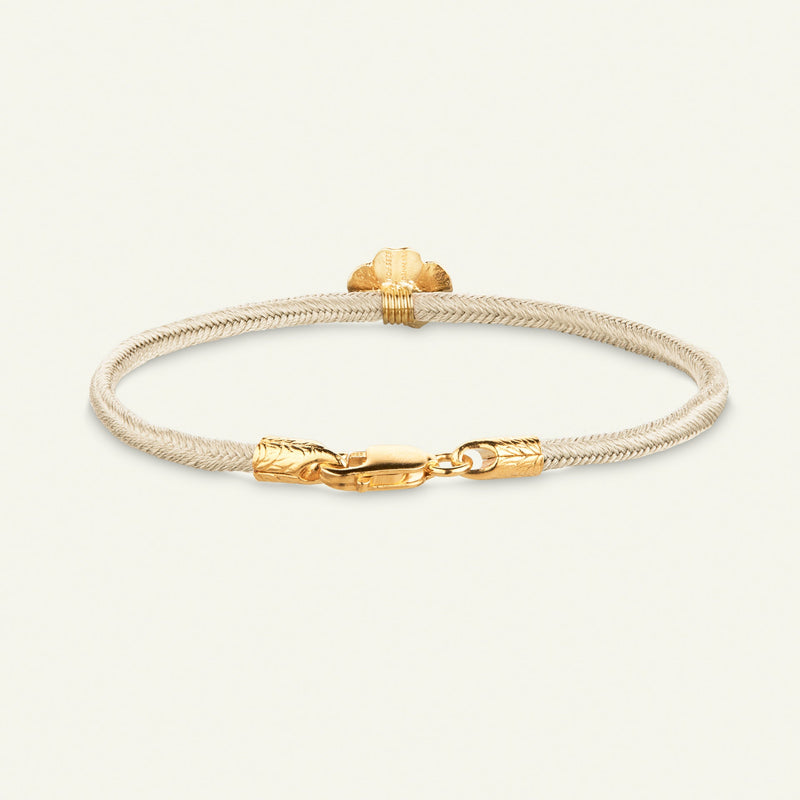 Firkløver silkearmbånd champagne, guld