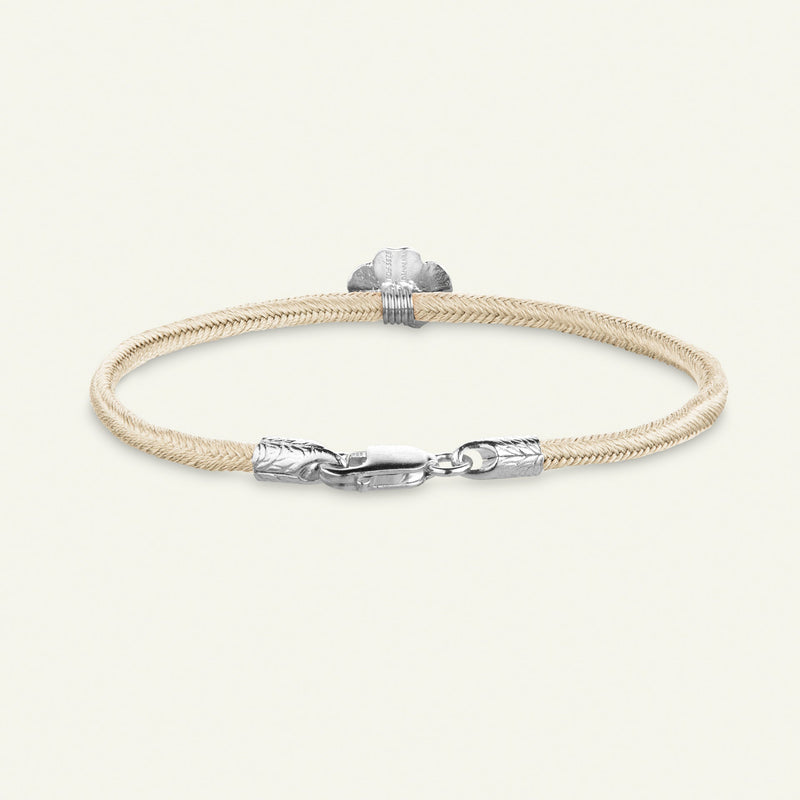 Firkløver silkearmbånd champagne, sølv