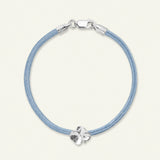 Firkløver silkearmbånd blåt, sølv