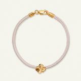 Firkløver silkearmbånd rosa, forgyldt