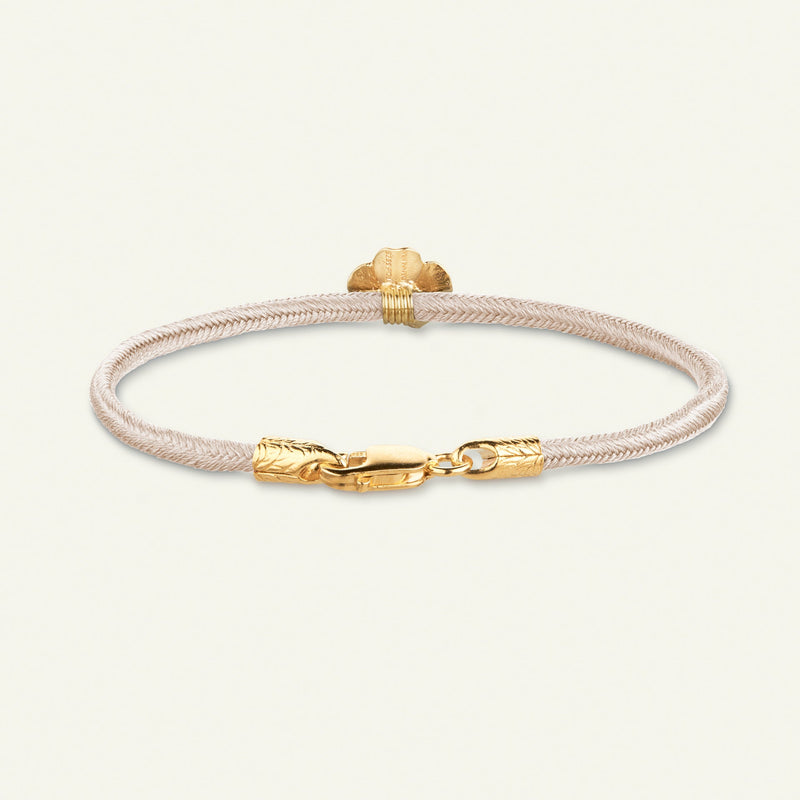 Firkløver silkearmbånd rosa, forgyldt