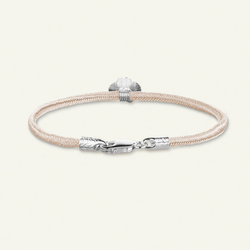 Firkløver silkearmbånd rosa, sølv