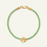 Firkløver silkearmbånd lysegrøn, guld