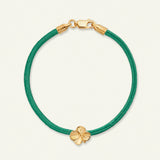 Firkløver silkearmbånd mørkegrøn, guld