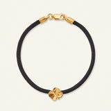 Firkløver silkearmbånd sort, forgyldt