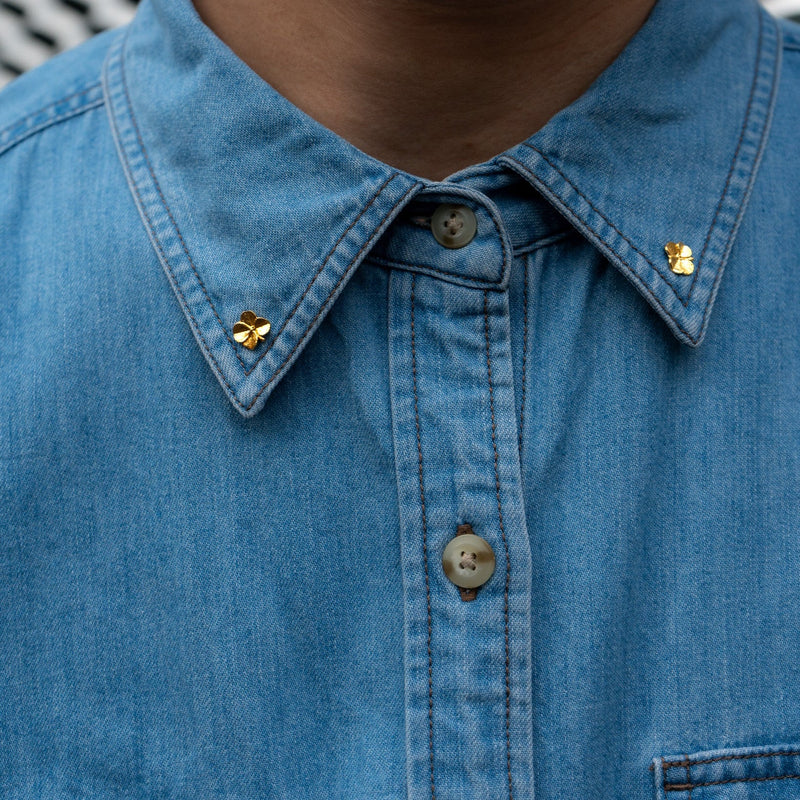 Firkløver pin sølv