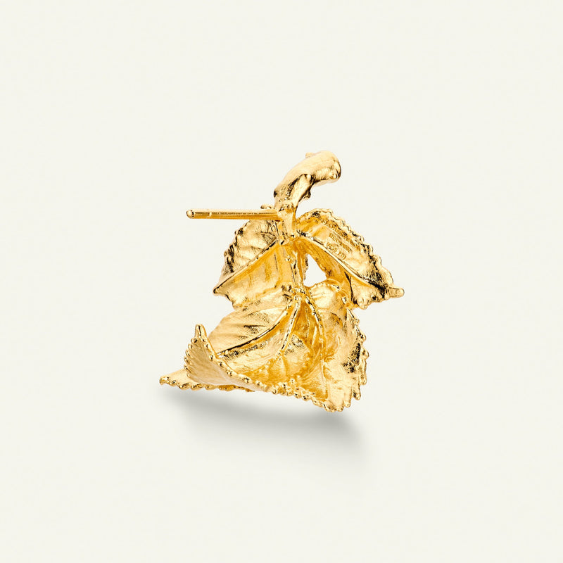 Rosenblad hoop øreringe med diamanter, forgyldt