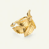 Rosenblad statement ring med diamant, forgyldt