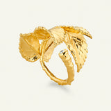 Rosenblad statement ring med diamant, forgyldt