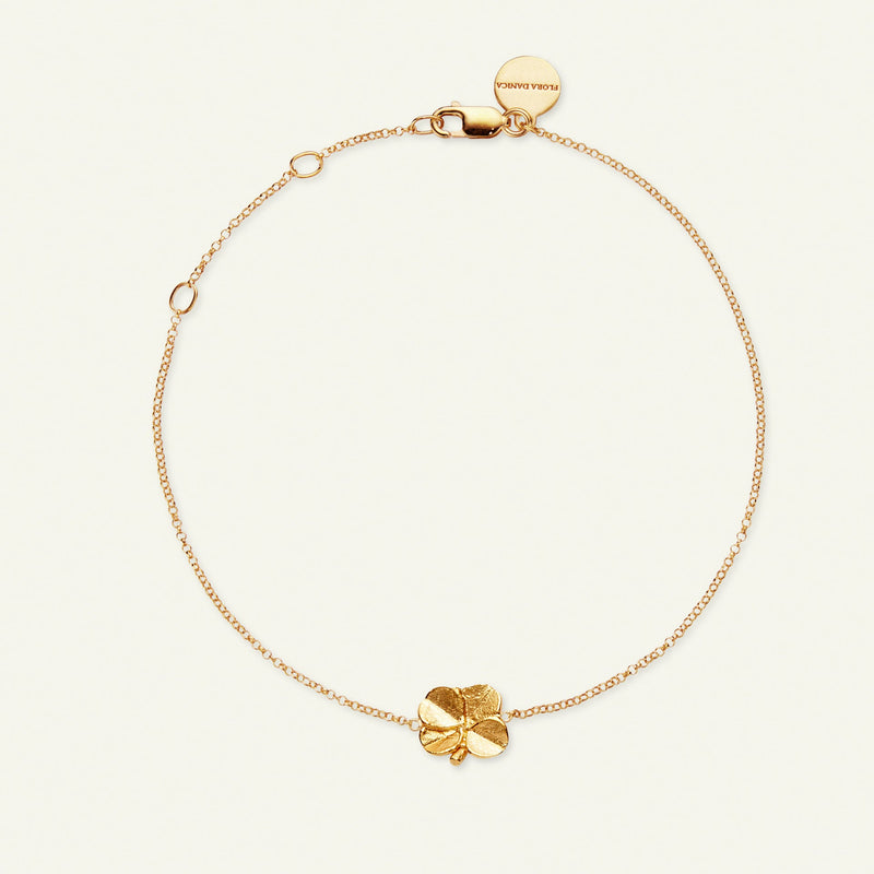 Firkløver armbånd forgyldt, justerbar længde