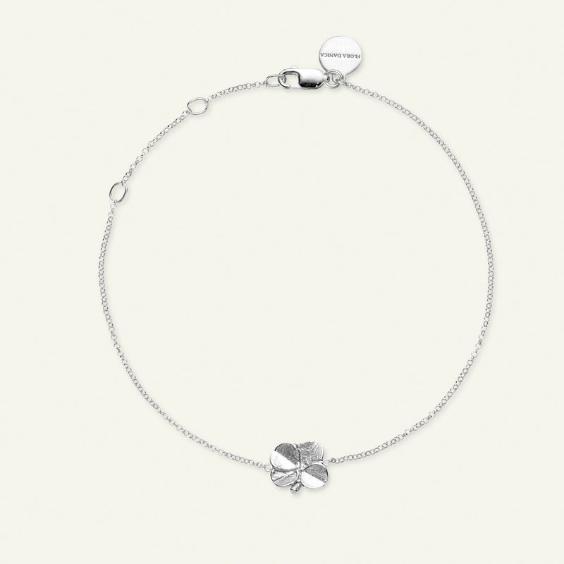 Firkløver armbånd sølv, justerbar længde