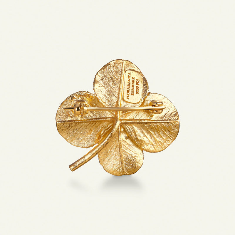 Firkløver broche forgyldt