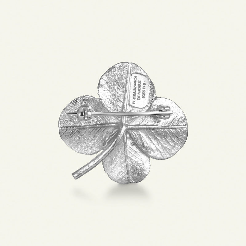 Firkløver broche sølv
