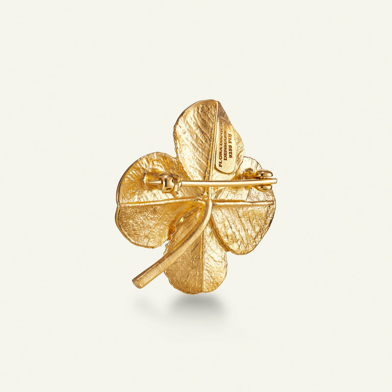 Firkløver broche forgyldt