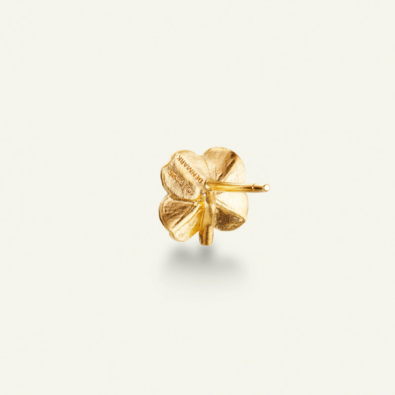 Firkløver medium ørestikkere forgyldt