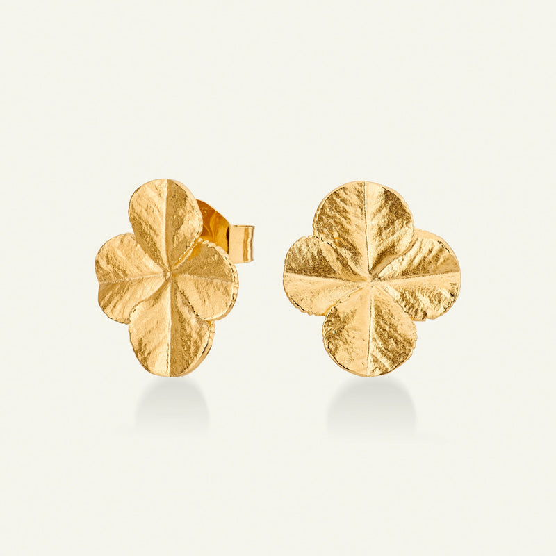 Firkløver Statement ørestikkere forgyldt