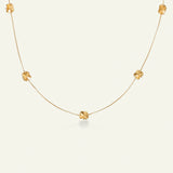 Firkløver halskæde med fem forgyldte kløvere, forgyldt