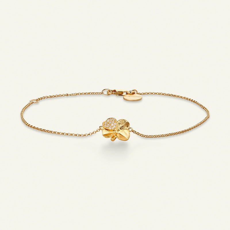 Firkløver armbånd pavé forgyldt