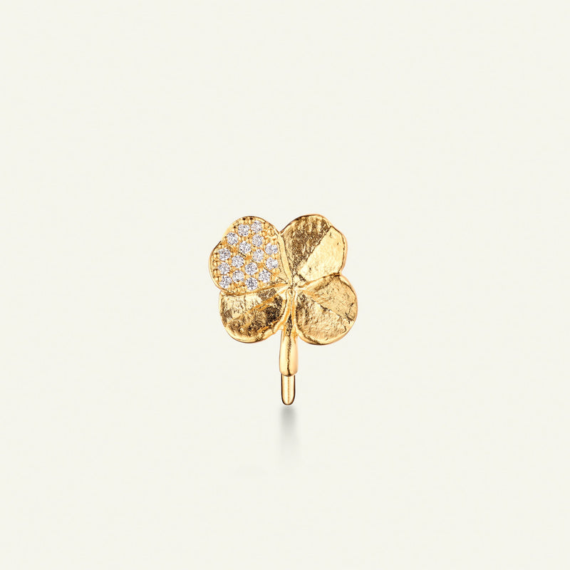 Firkløver ear cuff pavé forgyldt