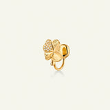 Firkløver ear cuff pavé forgyldt